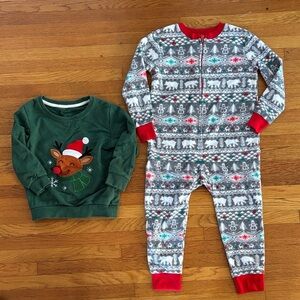 Reindeer Sweater and Holiday Onesie Set